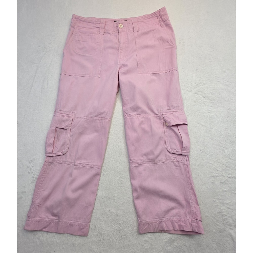 Lauren Ralph Lauren Pink Cargo Cropped Pants Women's Size 6 Wide Leg Utility - Picture 1 of 8